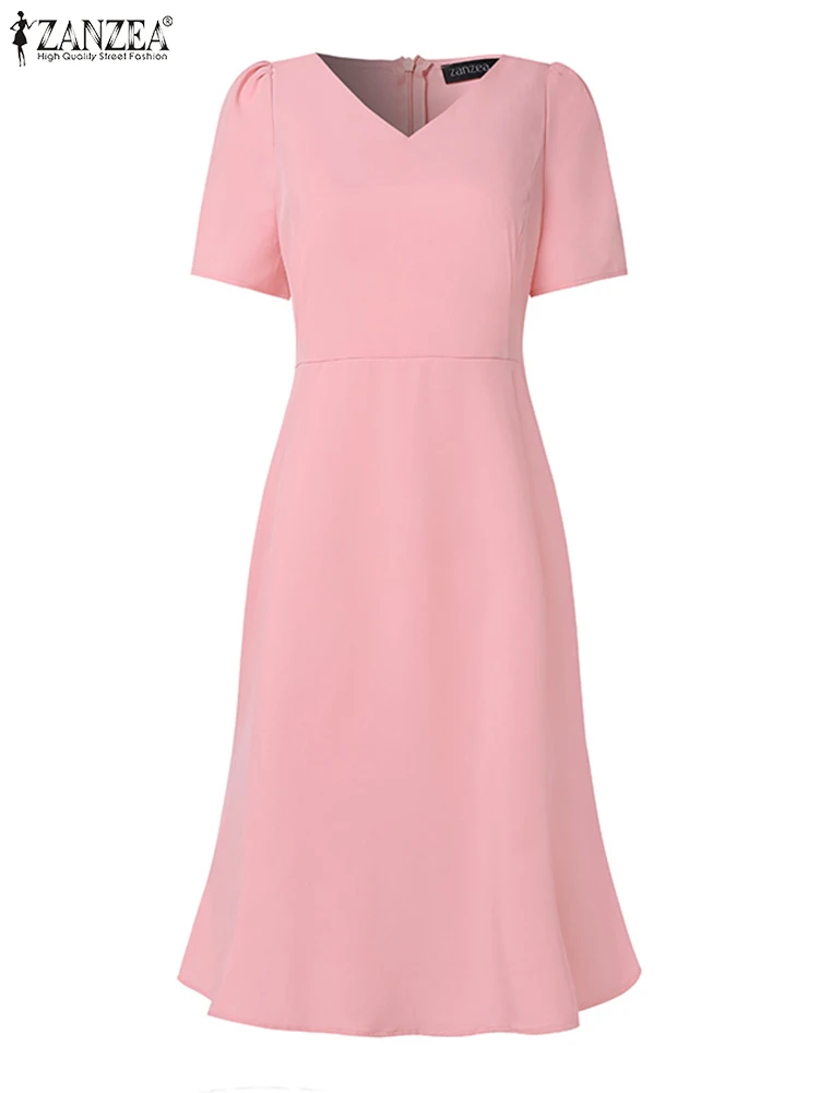 Женское элегантное платье-Русалка ZANZEA облегающее однотонное модное платье в