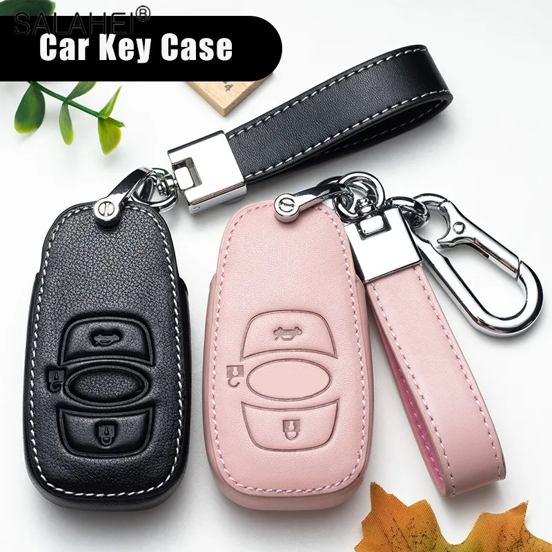 Leather Car Key Case Cover Bag Holder Protection For Subaru XV SV Forester BRZ WRX STI Legacy Outback Impreza 2019 2020 Keychain