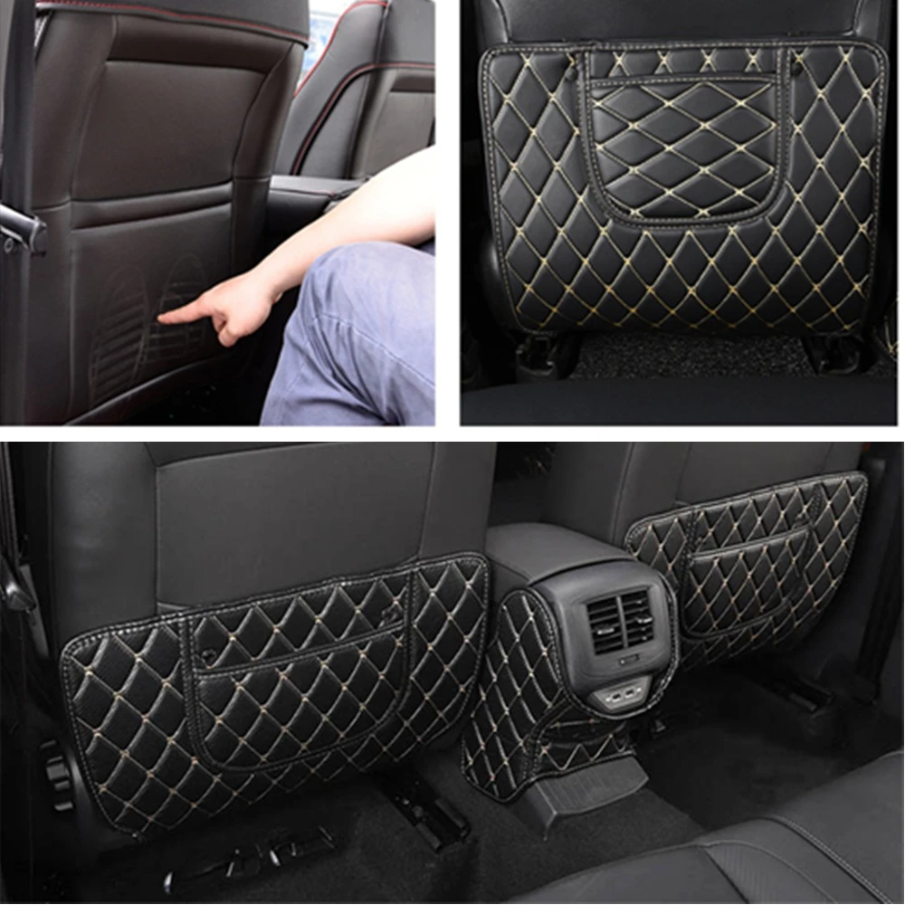 

Sinjayer Car Rear Seat Anti-Kick Pad Back Armrest Protectio Mat Seats Cover Anti-dirty Stickers For Toyota REIZ 2005 2006-2009