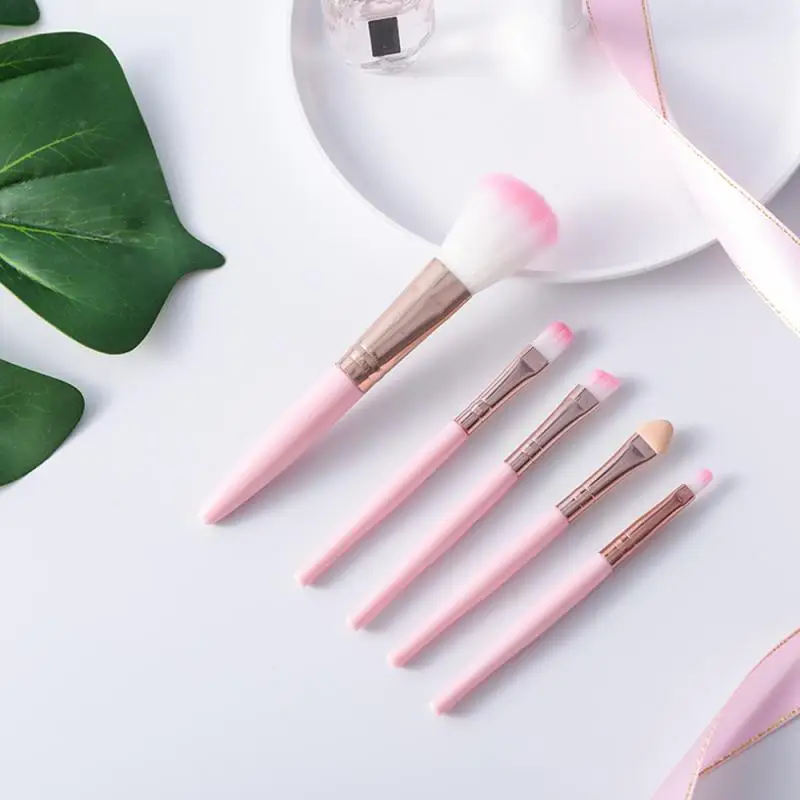 

5PCs Light Blue Pink Makeup Brushes Set Beginners Blush Eyeshadow Brush Delicate and Soft Beauty Tool Makeup Brush Kit Brochas