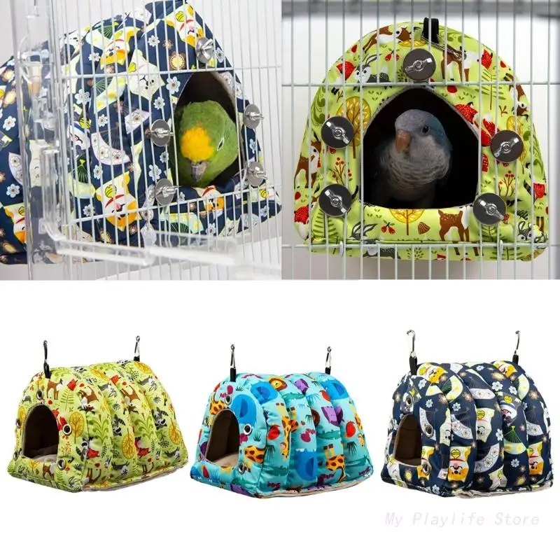Фото Warm Bird Nest Winter Bed Snuggle Hanging House Cage Tent Plush Hideaway for Small Medium Parrot Conure Cockatiel №2