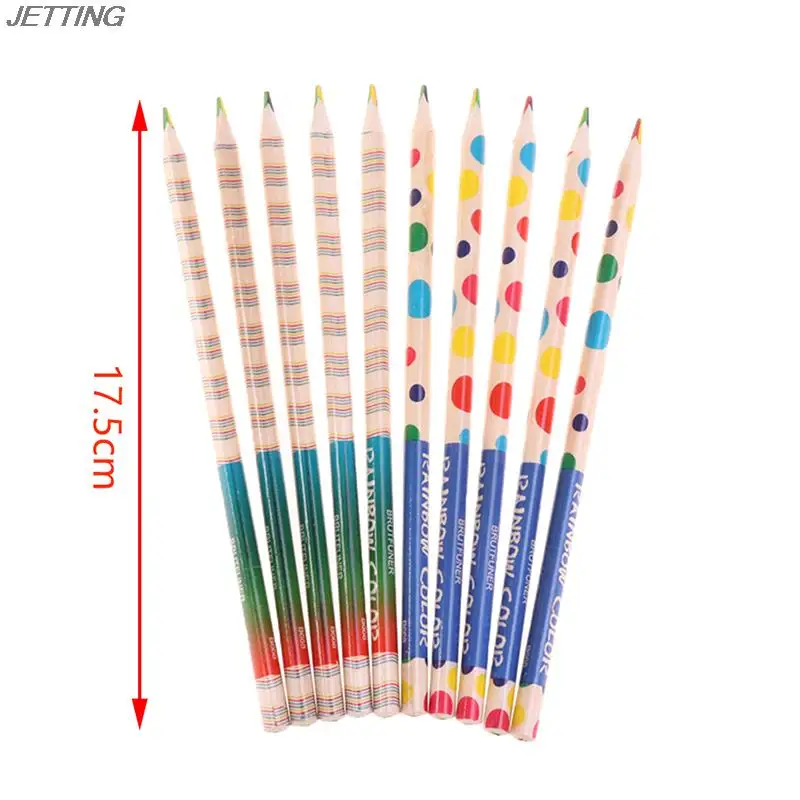 

NEW 10PCS Creative four-color one core color pencil thin core rainbow pencil
