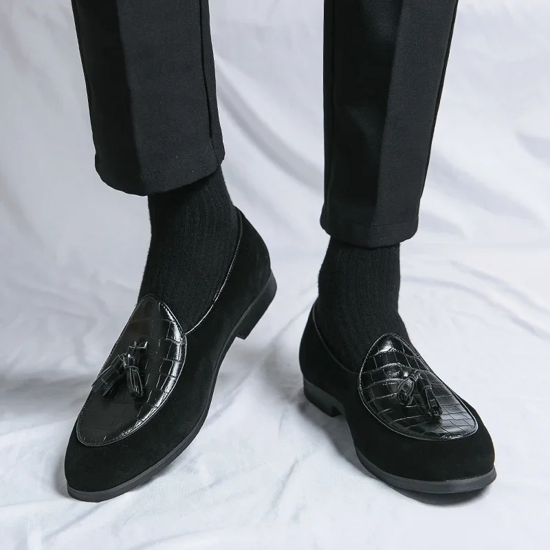 

Туфли мужские с бахромой, дышащие кожаные лоферы, Повседневная Деловая обувь для офиса, удобные мокасины для вождения, без застежки