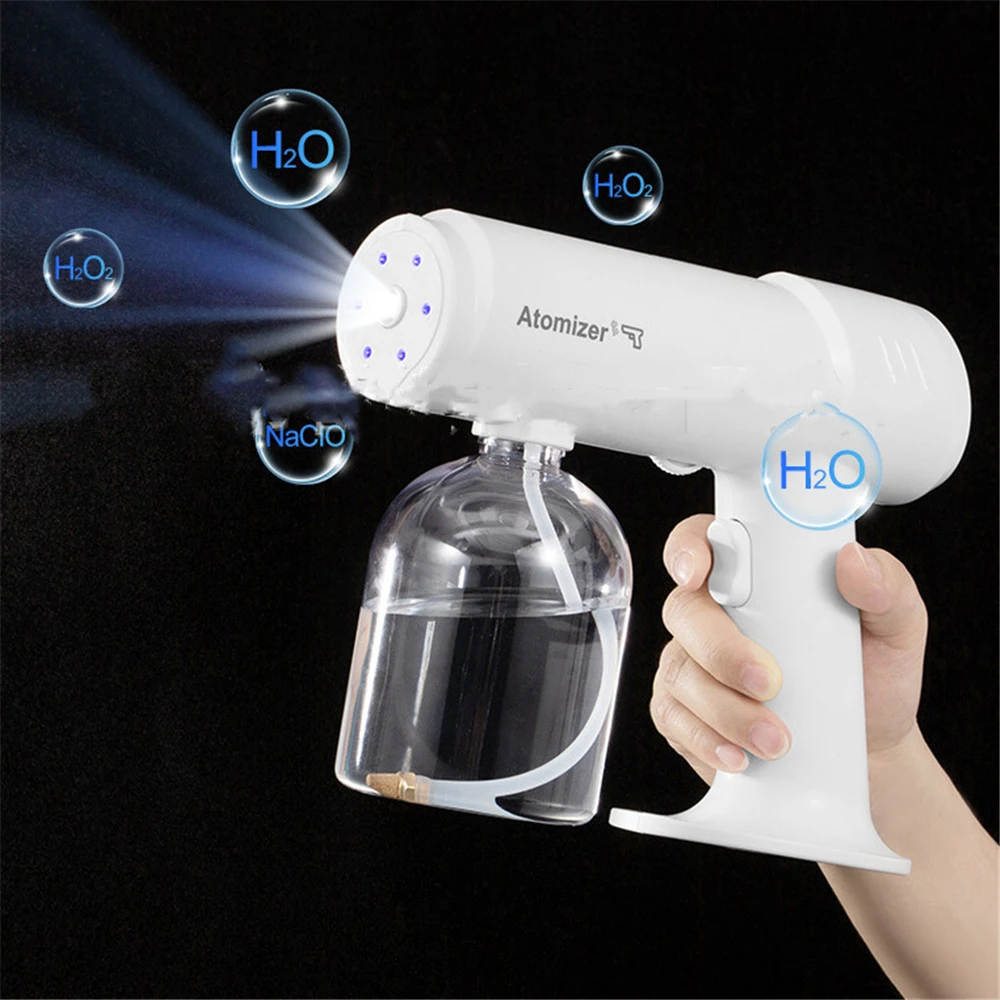 

Portable Electric Sterilizer Sprayer Atomization Disinfection Fog Machine Rechargeable Nano Atomizer Handheld Blue Light Alcohol