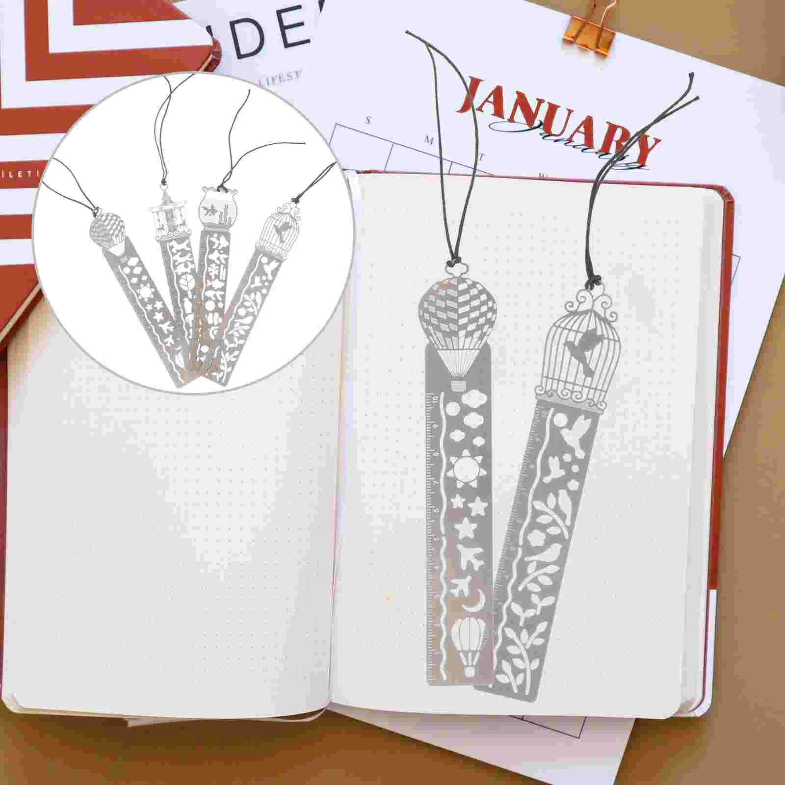

8 pcs Children Drawing Bookmark Ruler Stencils Kids Stationery Metal Bookmark Ruler Stencils