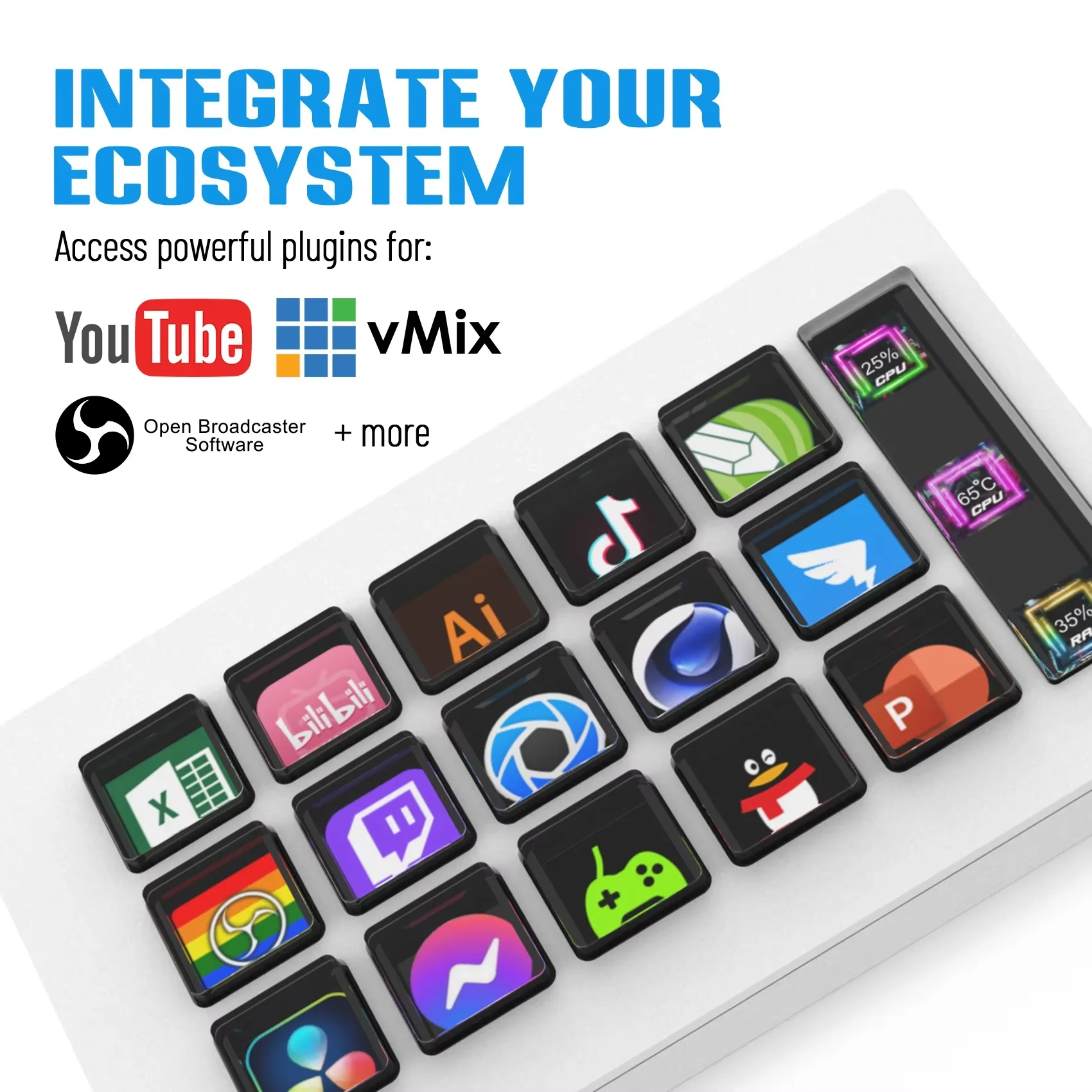 Мини-клавиатура StreamDeck с ЖК-экраном 15 клавиш