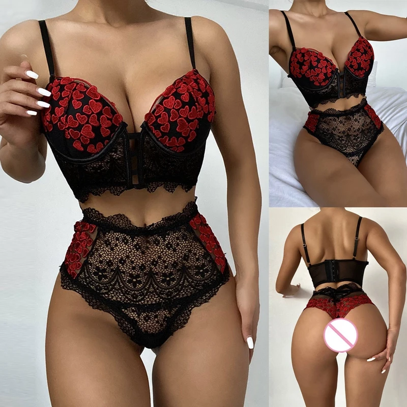 

Sexy Lace Thong Set for Women Plus String Set 85D-115D Full Cup Ultra Thin Underwear Set Femme Lingerie Set Sexi Summer