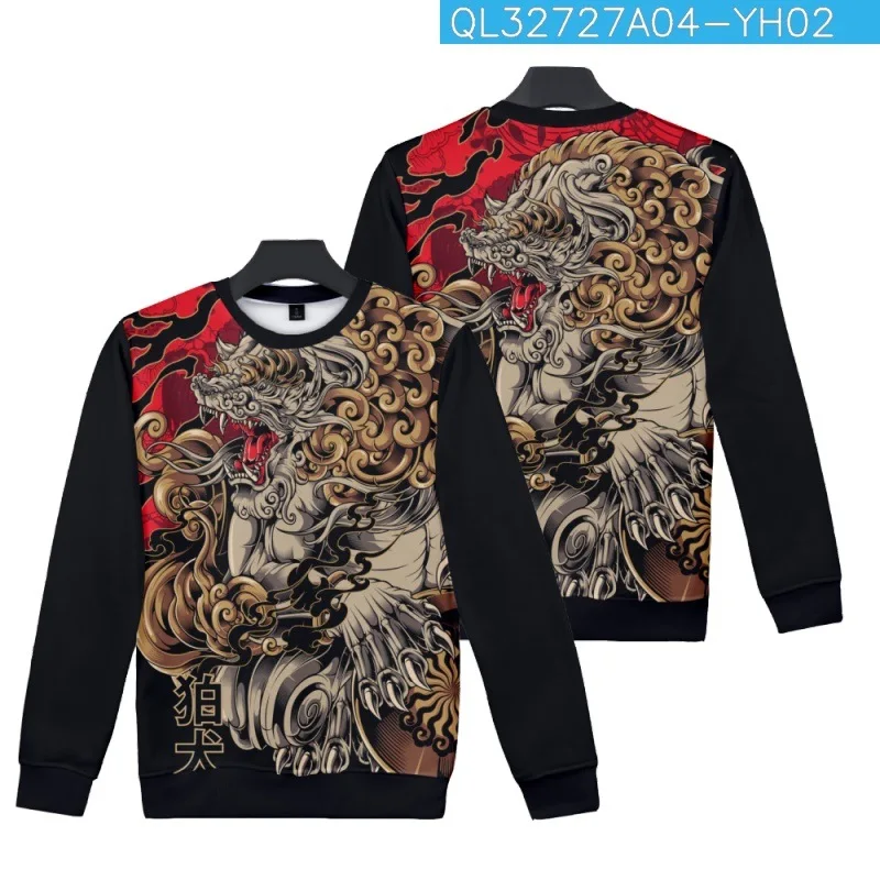 

Fashion Cartoon Japanese Guardian Dog Printed Long Sleeve O-Neck Men Casual Minimalist Sweatshirt Pullover Harajuku Hoodies