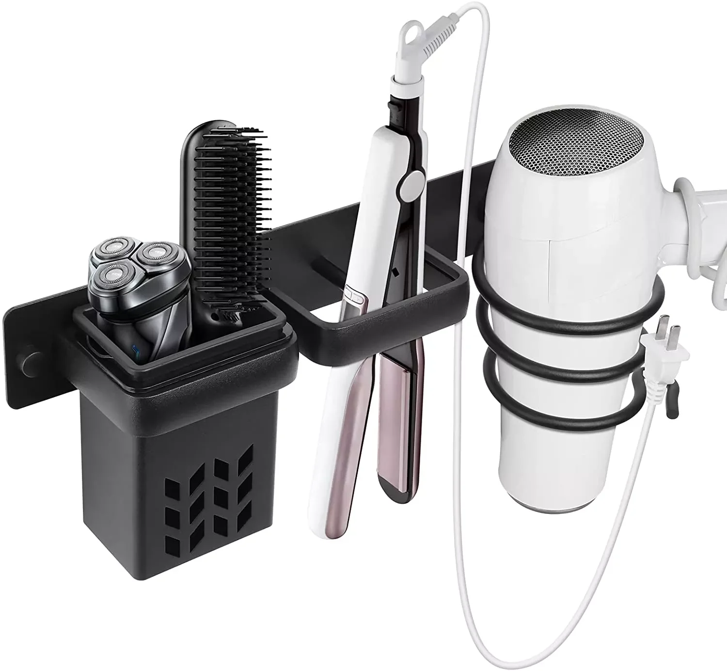 

Wall-mounted Hair Dryer Holder Bathroom Hair Care Tool Storage Box Multi-functional Space-saving Storage Holder Space Saving