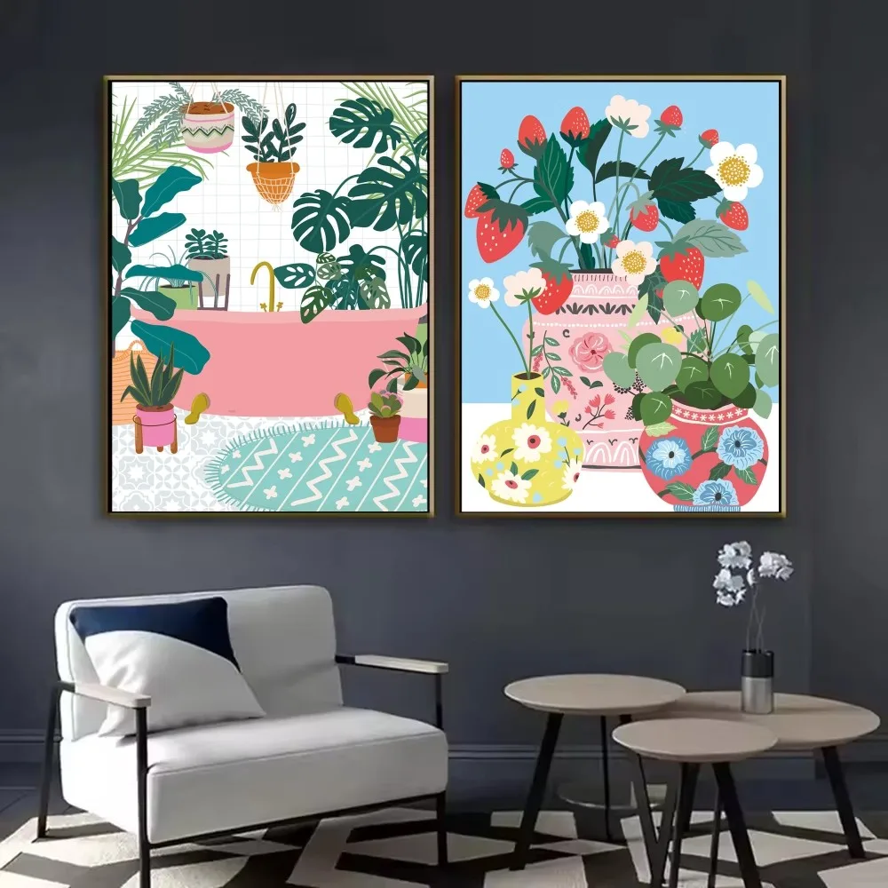 Настенная наклейка Botanical House Plants Boho Retro Vase