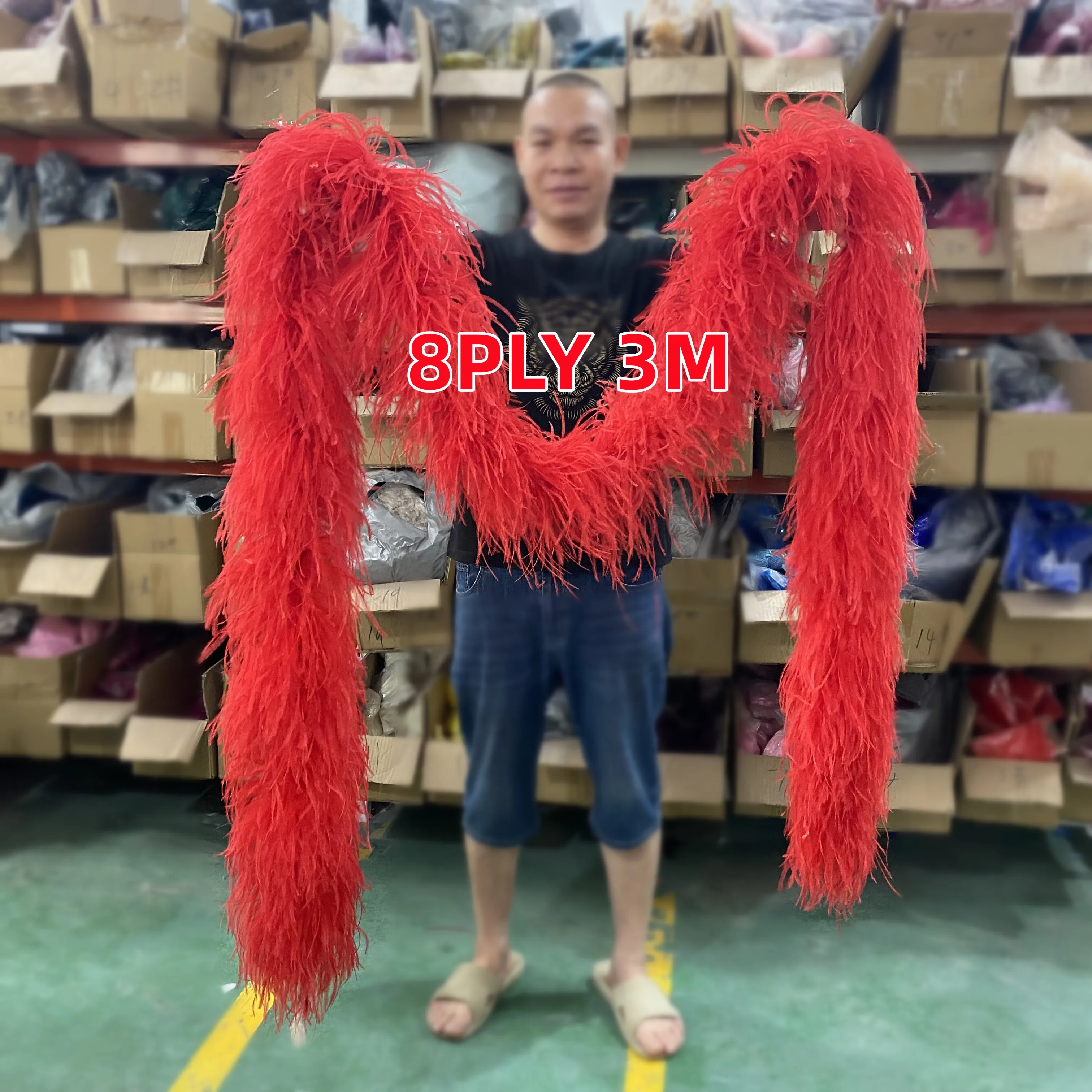 

Red Feather Boa 2M 2.5M 3M Ostrich Plumes Shawl Scarf Free Shipping For Customized Dress Clothes Sewing High Quality Wholesale