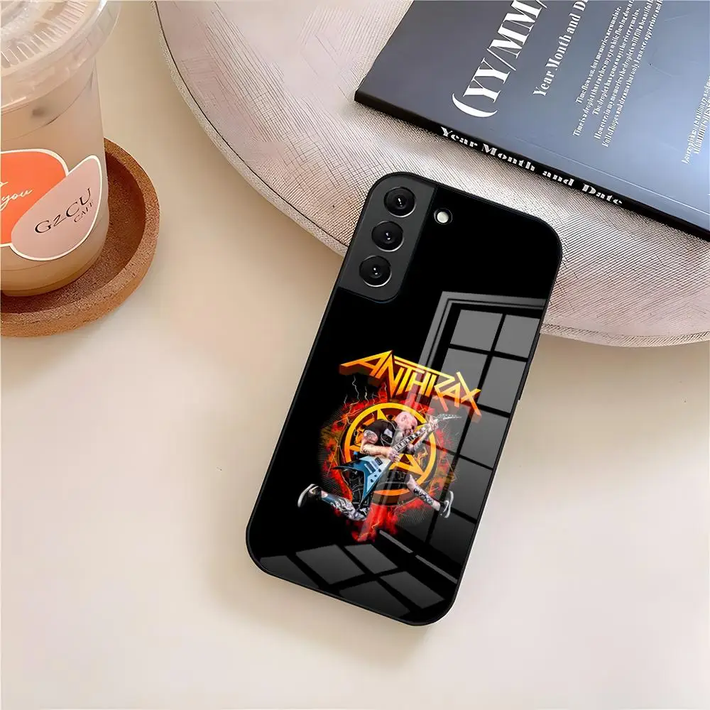 Фото Чехол для телефона с изображением группы Heavy Metal A-Anthrax для Samsung S26 S25 S24 S23 S22 Ultra Plus Fe A57 A37 A17 A27 5G, стеклянная накладка №3