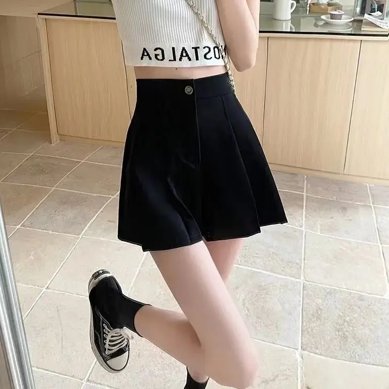 Cute Womens Shorts Black Kawaii Loose High Waist Boxer Wide Baggy Yellow Short Pants for Women To Wear Elasticty Cheap Vintage