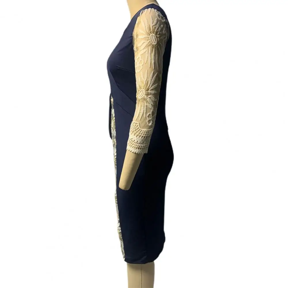 

Elegant Women Dress Stylish Women's V Neck 3/4 Sleeve Midi Dress Elegant Fashion for Parties Casual Wear Business Outfits