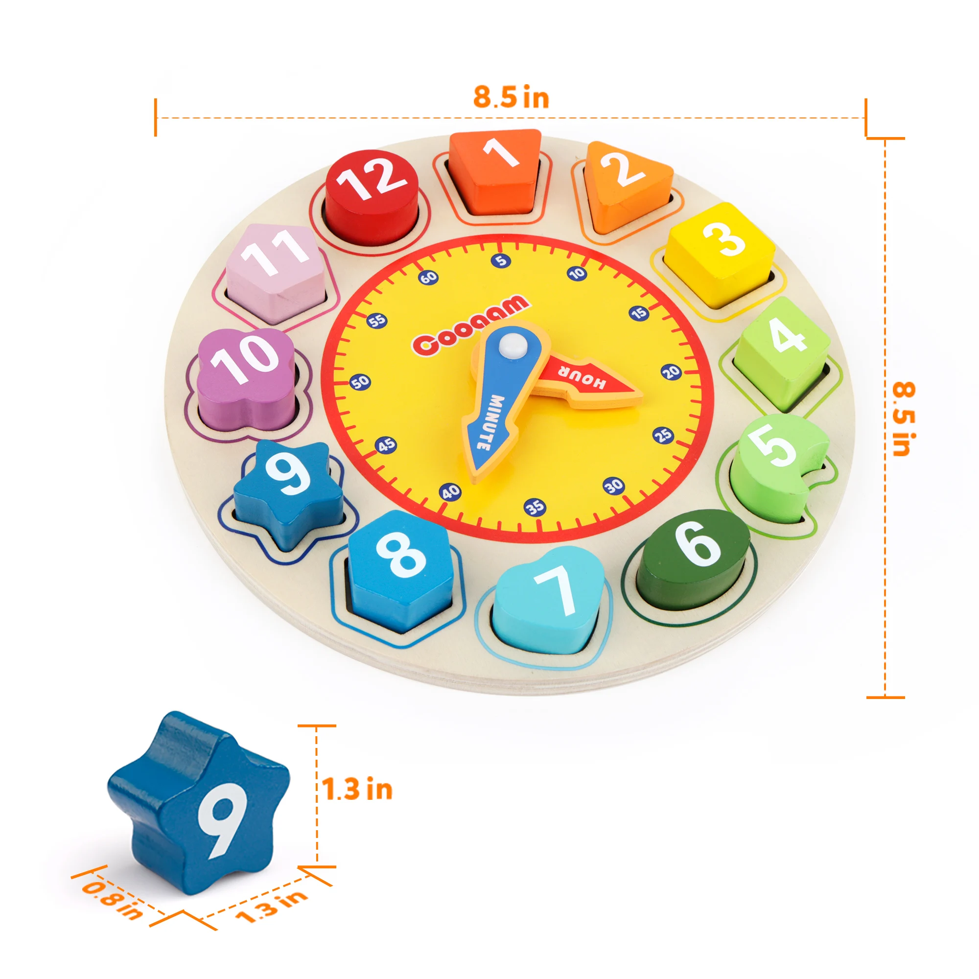 Montessori Cartoon Animal Educational Wooden тетрис Classic Toy Beaded Geometry Digital Clock Puzzles Gadgets Matching Children images - 6