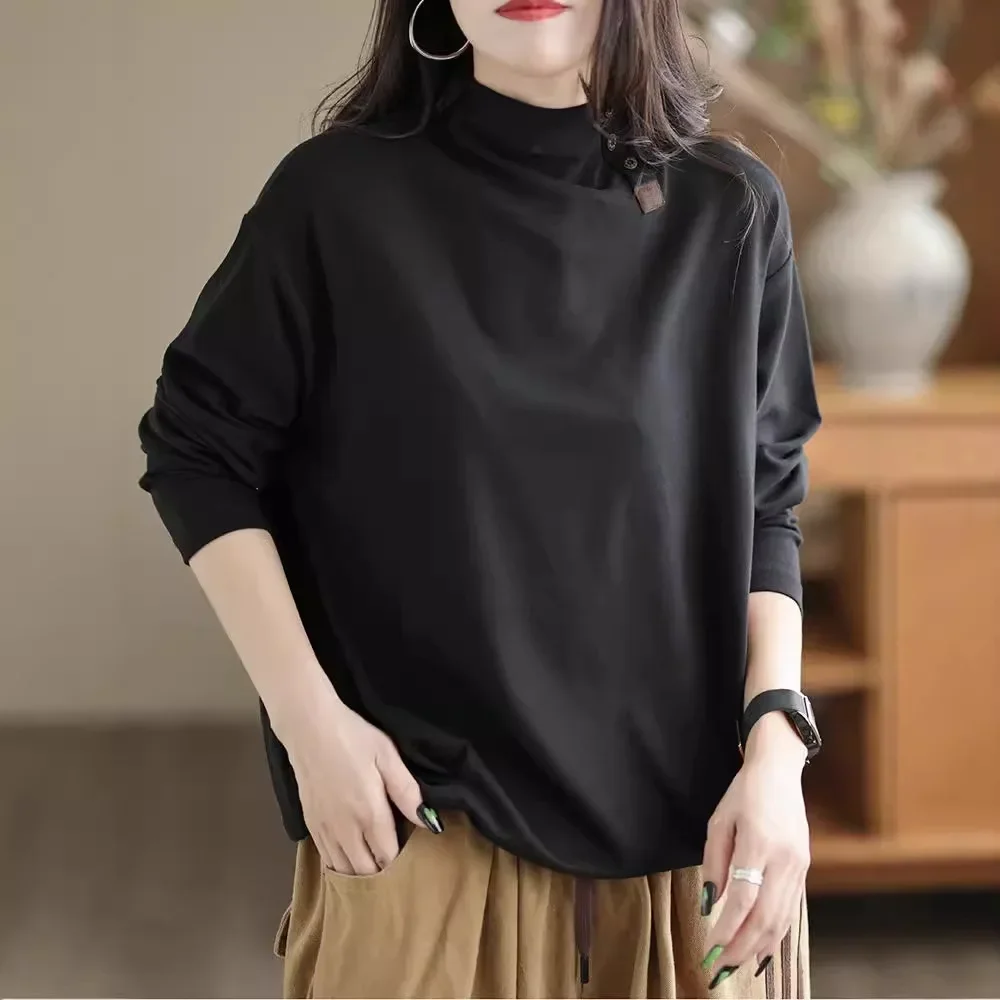 Новинка 2023 свободный крой базовый слой женский топ осень/зима повседневный