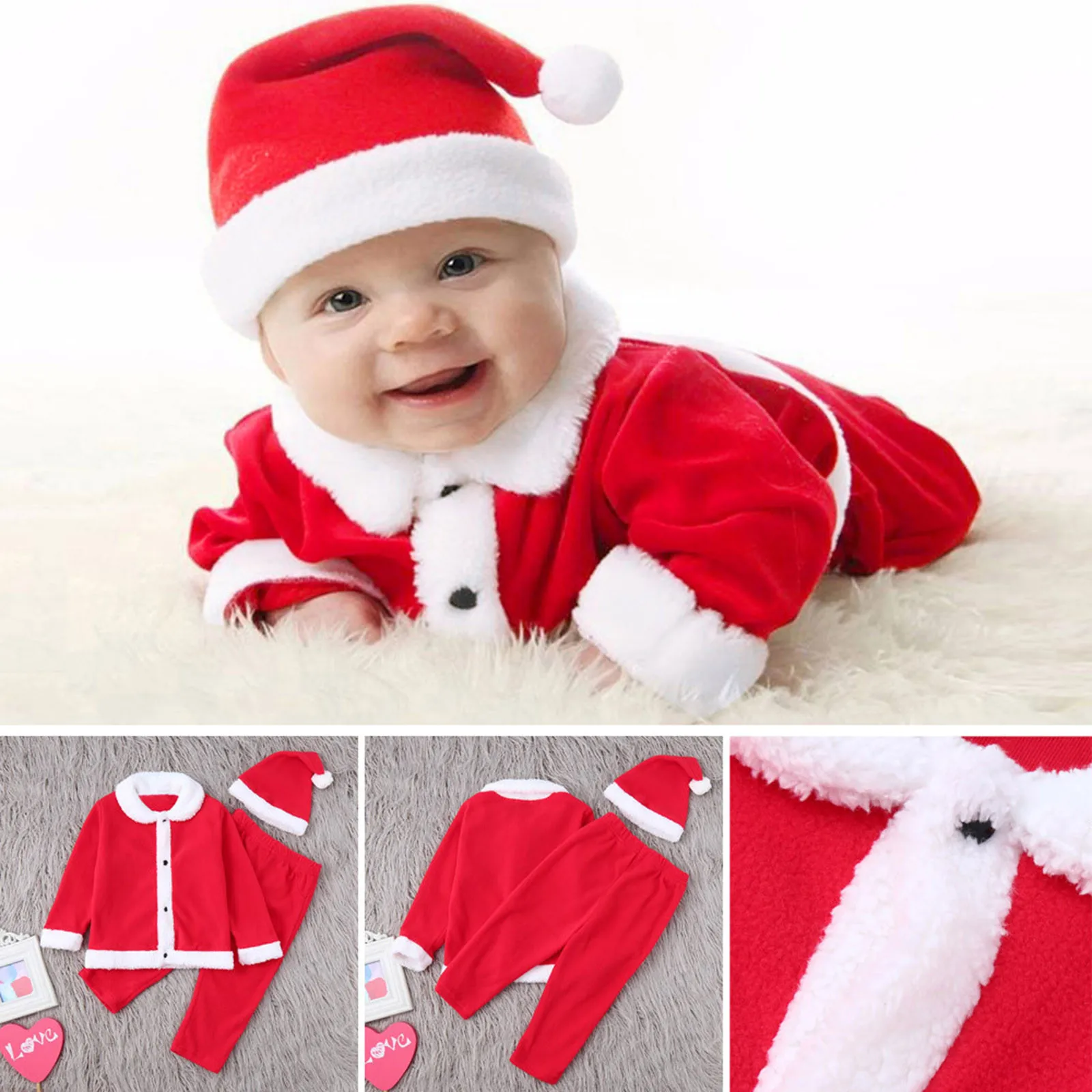 

Christmas Clothes Set Pajamas For Baby Girls Boys Christmas Santa XMAS Fleece Toddler Kids Track Suit Boys Clothing Sets Size 8