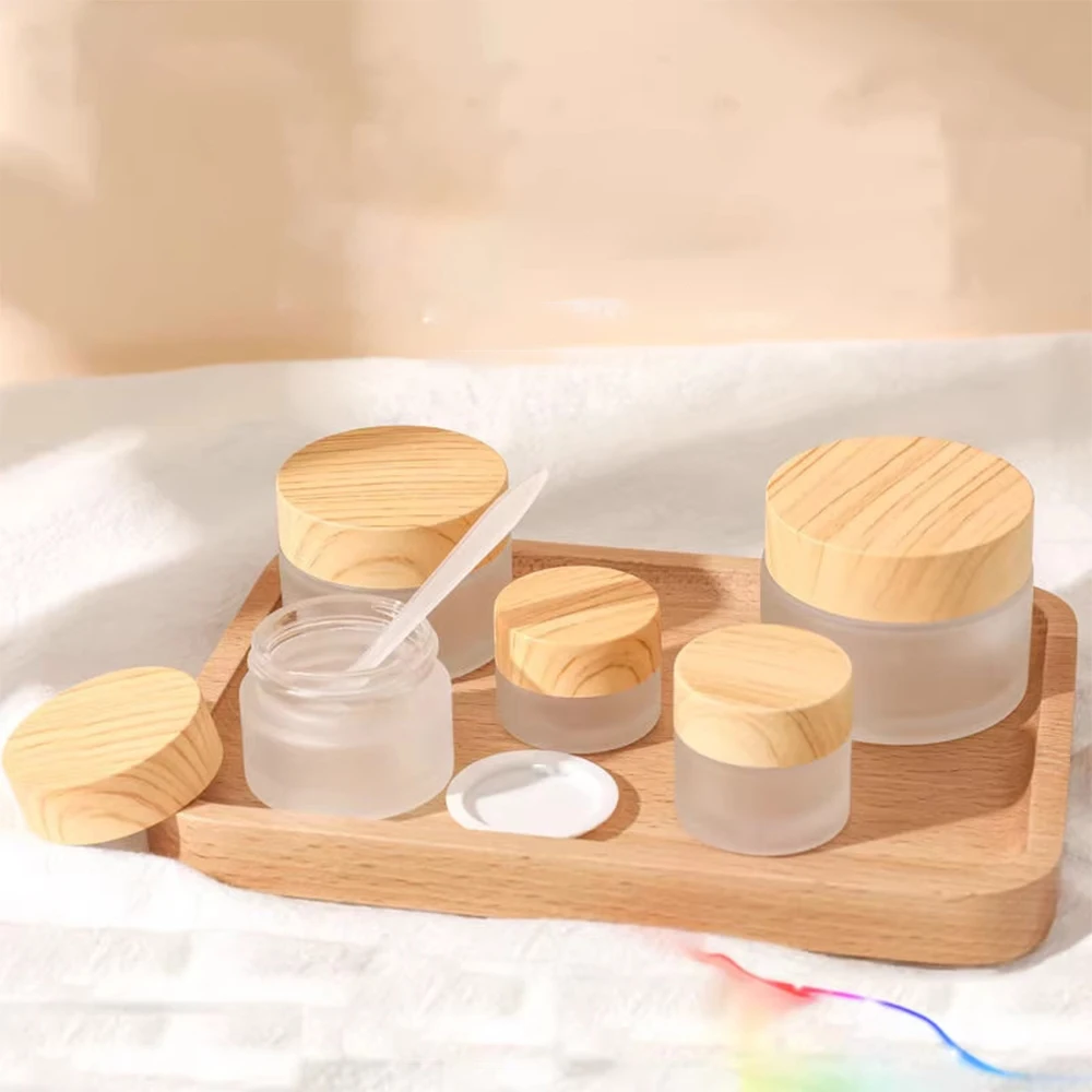 10/20/30/50 г бутылка для крема стеклянная крышка с текстурой древесины косметическая