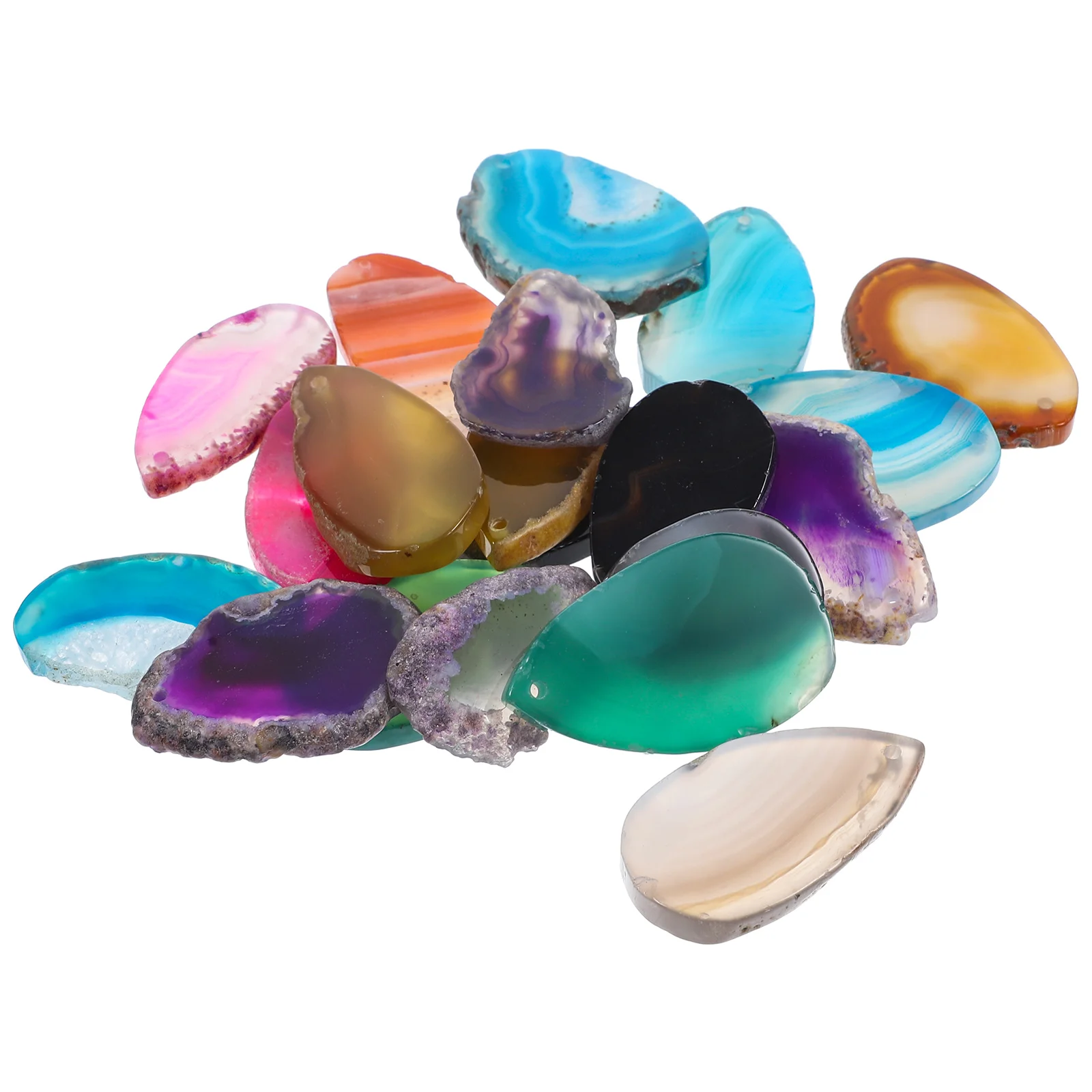 

20 Pcs Agate Slices Handicrafts Supplies Colorful Decor DIY Necklace Pendants Wind Bell Ornament Earring Charms Valentine