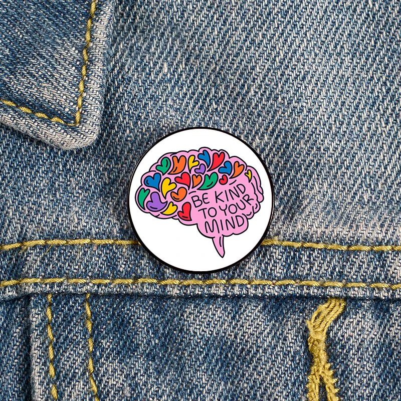 

Fashion Be kind to your mind Autism Brooches Shirt Lapel tote Bag backpacks Badge Cartoon gift brooches pins for women gifts