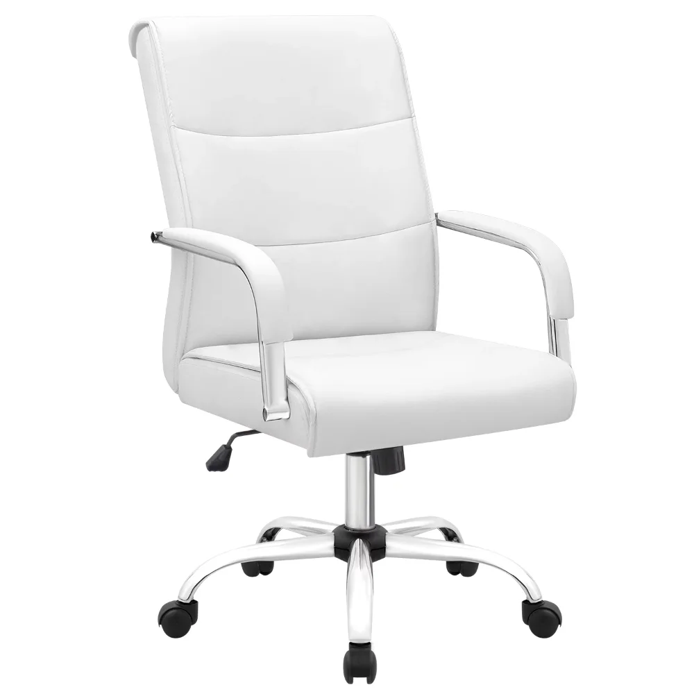 

High Back Office Desk Chair Conference Chair with PU Leather,White