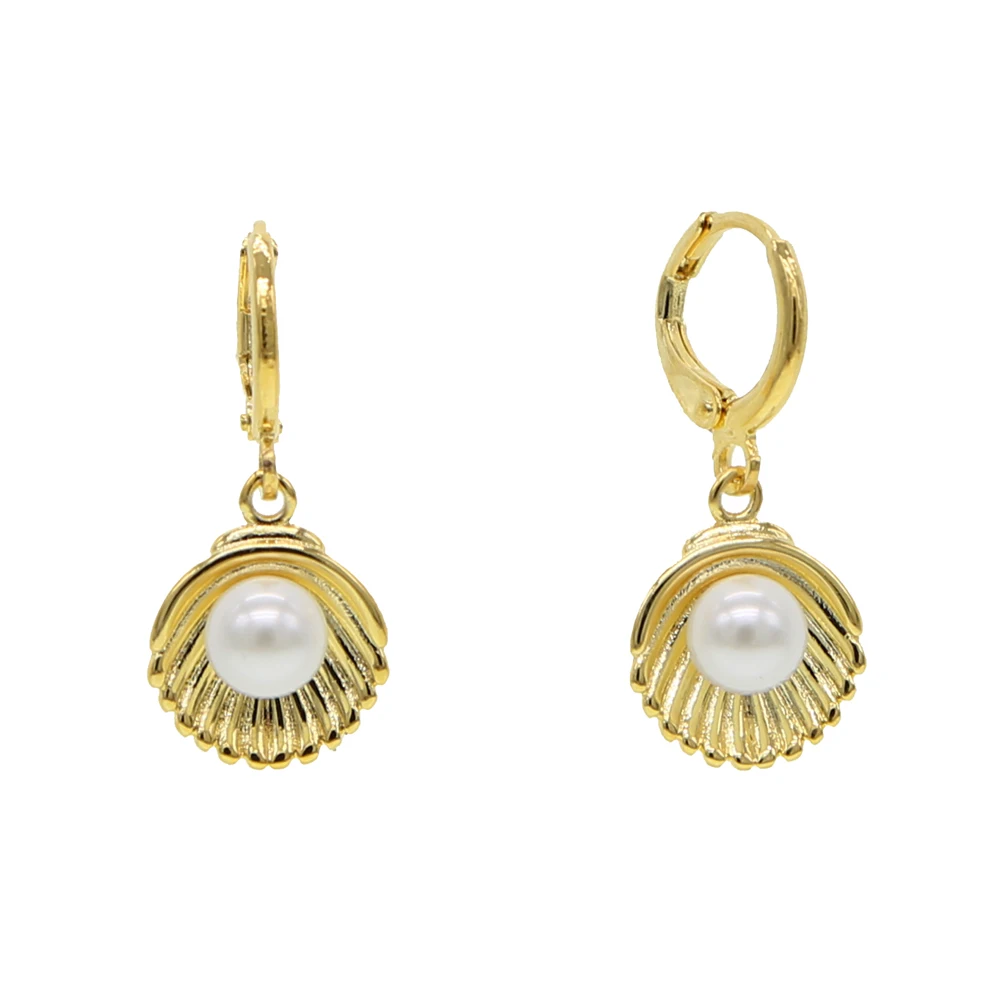 Новинка лета 2024 серьги-подвески в виде морской ракушки для женщин золотой цвет с