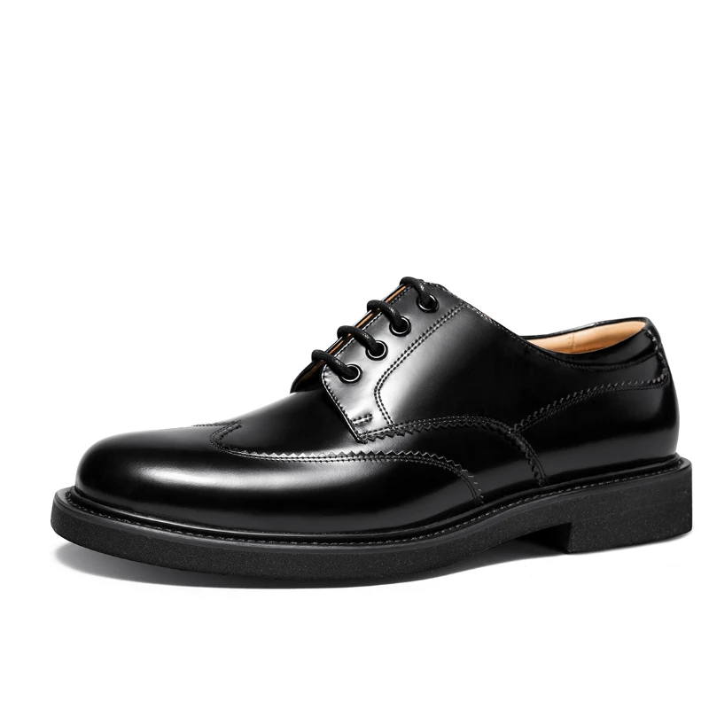 Мужские модельные туфли из натуральной кожи ручной работы с толстой подошвой