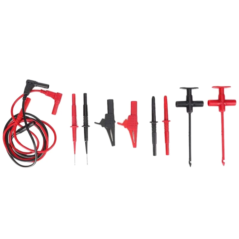 

Electronic Test Lead Kit, 10-In-1 Multimeter Test Leads Probe With Stainless Steel Needle Tipped Tip For School Factory