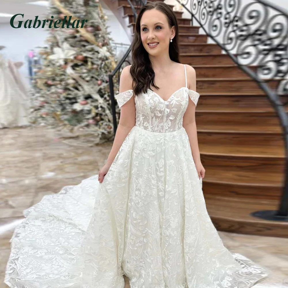 

Gabriellar изысканные свадебные платья с открытыми плечами, Кружевная аппликация, милое платье с открытой спиной, индивидуальное свадебное платье