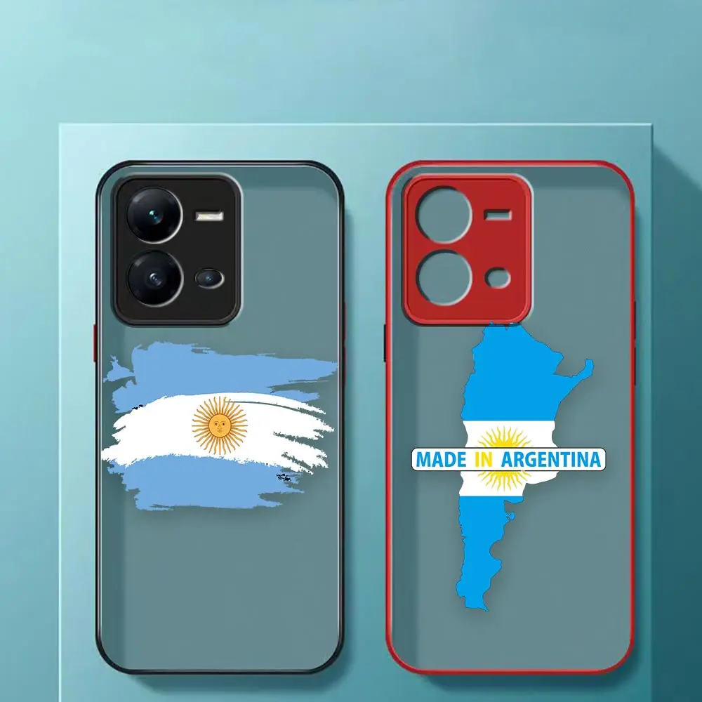 

Matte Case Funda Coque For VIVO V25 23E 21E 21 20 19 17 15 11 11I 5 SE S9 6 5 1 PRO PLUS 5G Clear Case Capa Flag Of Argentina