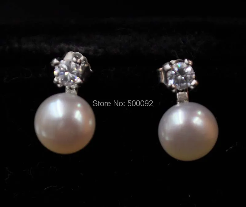 

AAA 8mm button flat cultured pearl studs earring free shipping