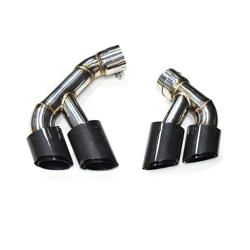 Черная блестящая двухрядная круглая выхлопная труба из углеродного волокна - Цена: 57507