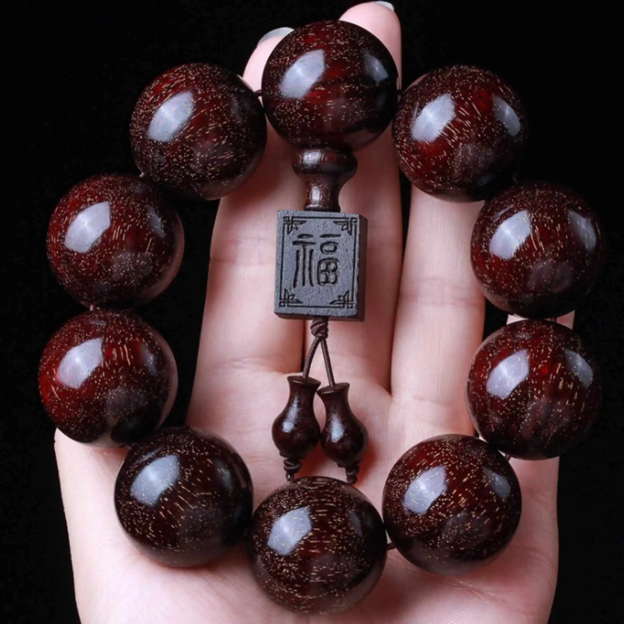 

20mm Fashion natural Zambian Lobular Rosewood Buddha beads bracelet Chic Taseel Mental Energy Calming Diy Practice Seven Chakras