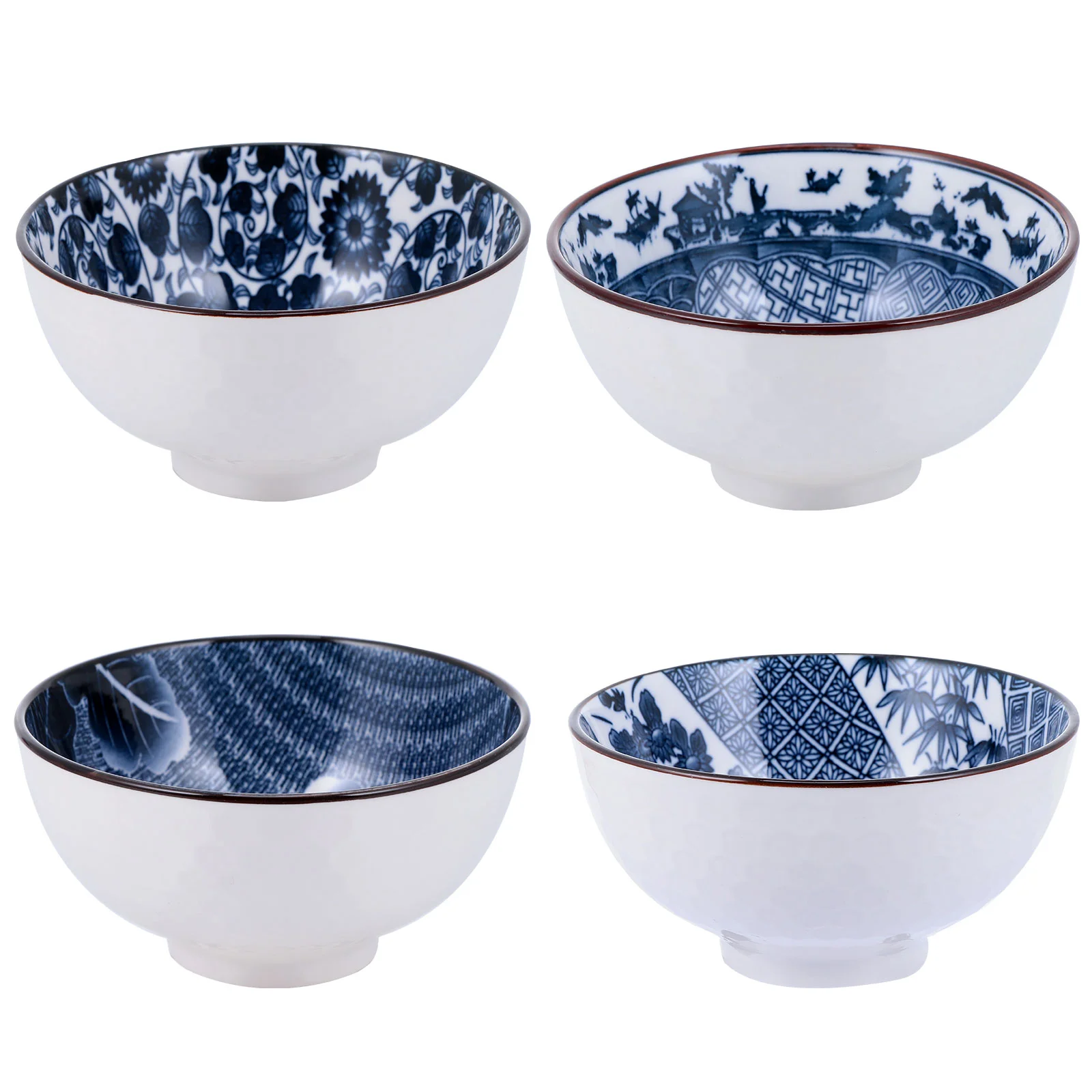 

Bowl Bowls Ceramic Chinese Serving Set Vintage Wonton Gift Dinnerware Blue Cereal Plate Candy Vegetables Pattern Wedding Fruit