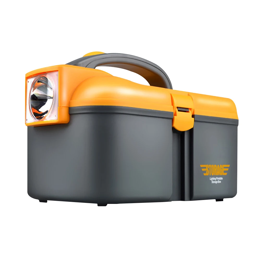 

Repair Electrician Garage Outdoor Fishing Lightweight Tool Box Durable With LED Light Home Organizer Portable Storage Tray