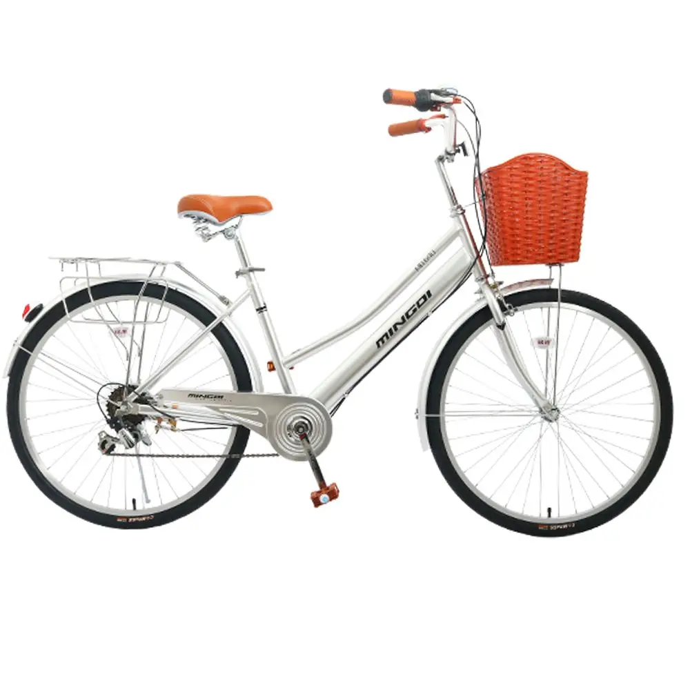 26-дюймовый модный велосипед 7-скоростной женский ретро городской со стальной