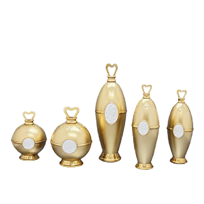 

30/50/120ml Lotion Pump Bottles Emulsion Acrylic Gold 5/30/50G Eye Face Cream Jars Unique Heart Top Luxury Lotion Bottles 5pcs