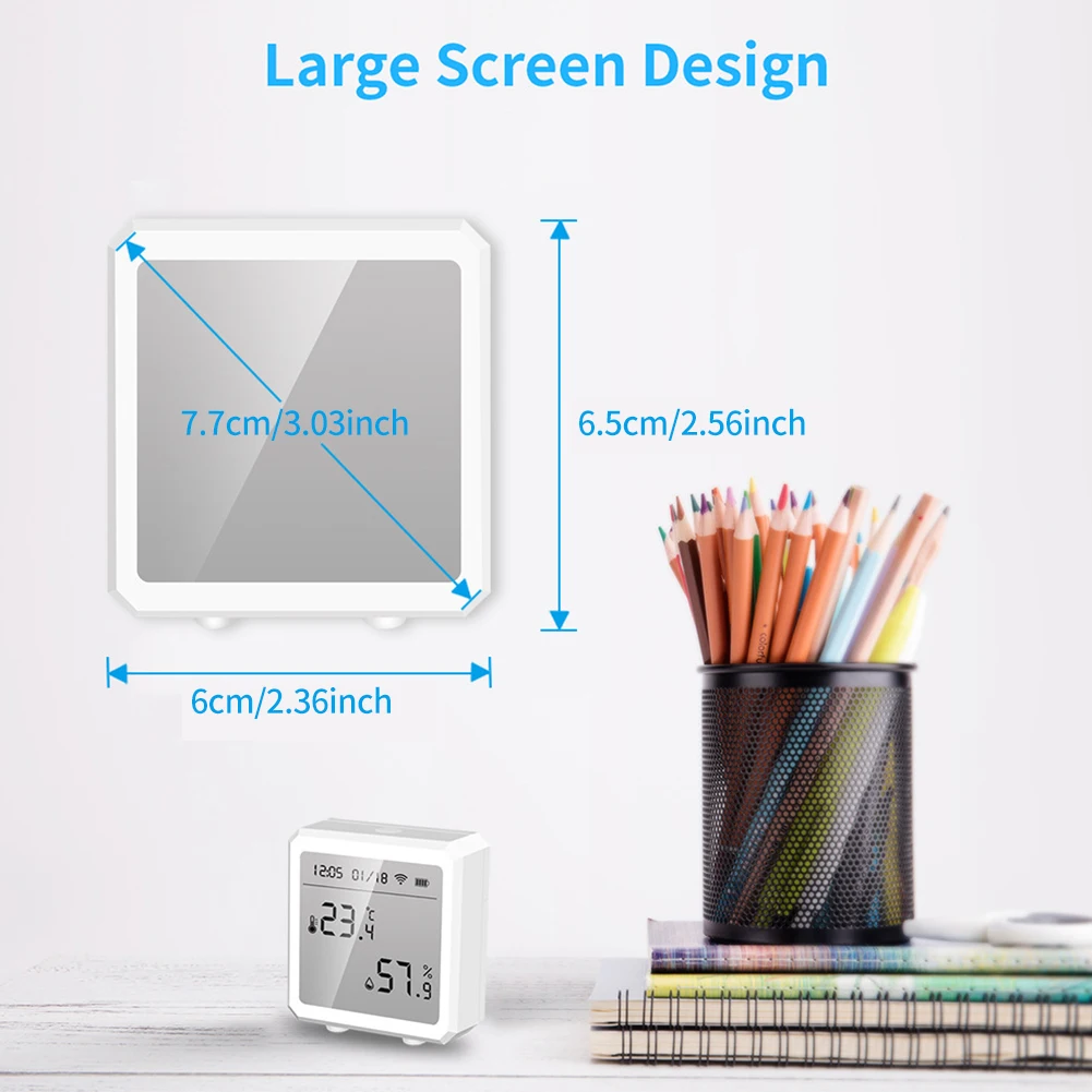 

Office WiFi Temperature Humidity Sensor Practical Battery Operated Automation Wireless ABS Baby Room LCD Display Fit For Alexa