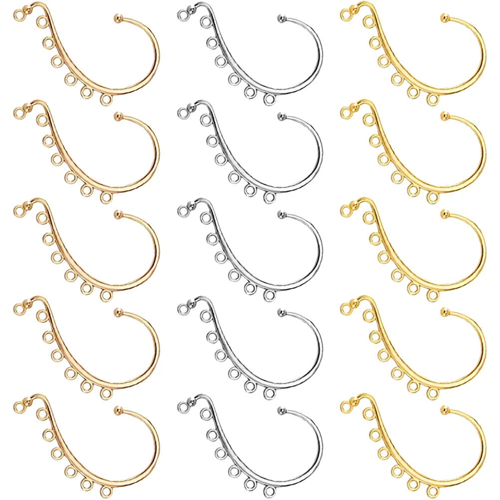 15pcs No Ear Cuff Earring Making 6-Holes Hooks Earbob Making Accessories