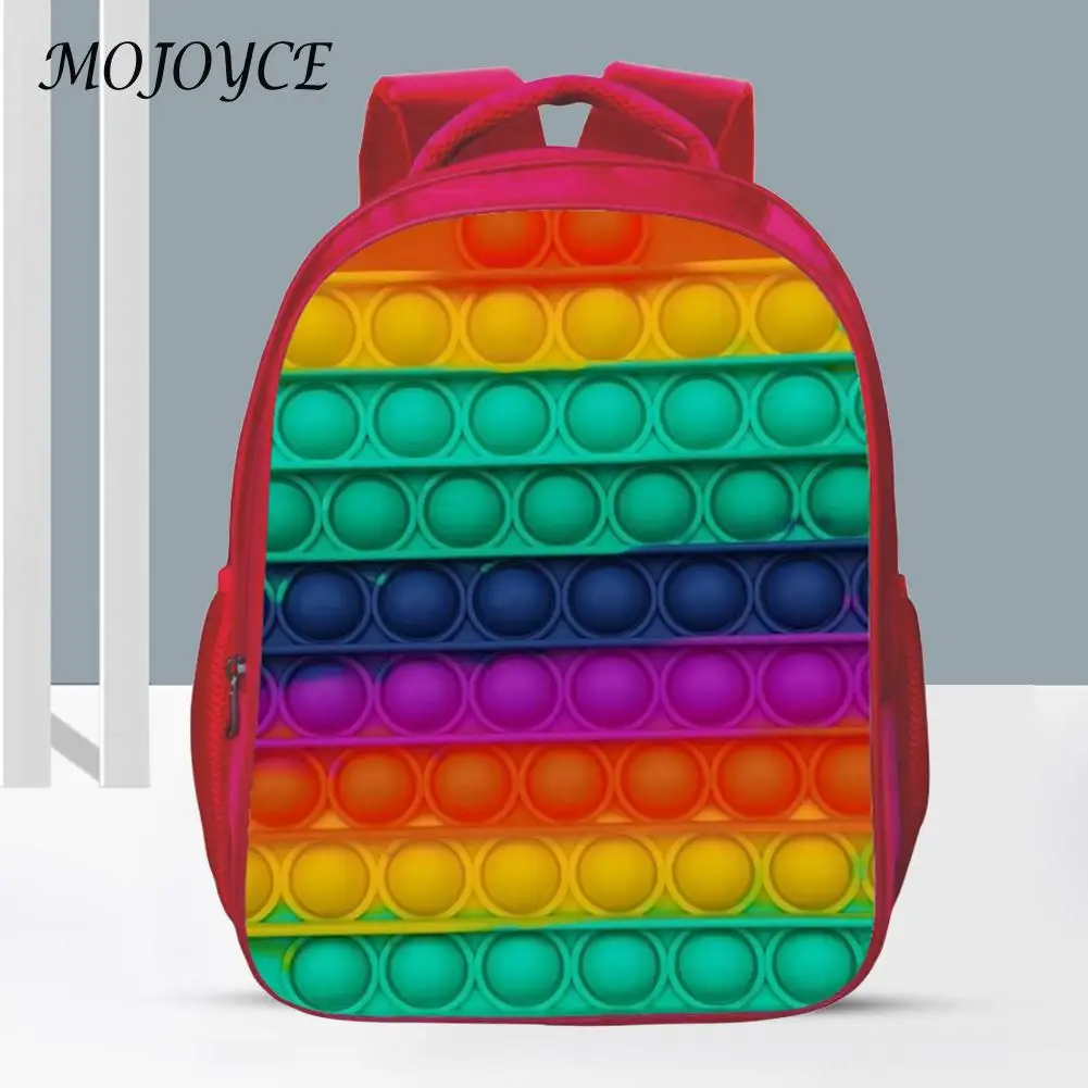 

Push Bubble Backpack Students Large Capacity Schoolbag Fashion 3D Print Rainbow Color Bubble Backpack Relief Pressure Toys