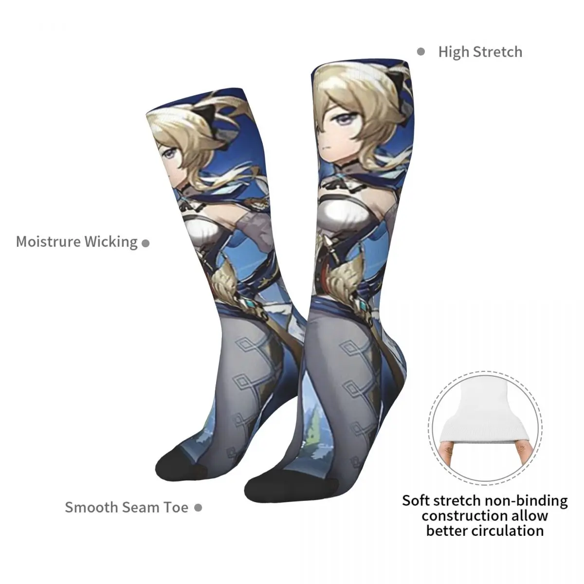 Diluc And Jean Genshin Impact Ragnvindr Носки в стиле аниме Чулки Харадзюку Всесезонные длинные