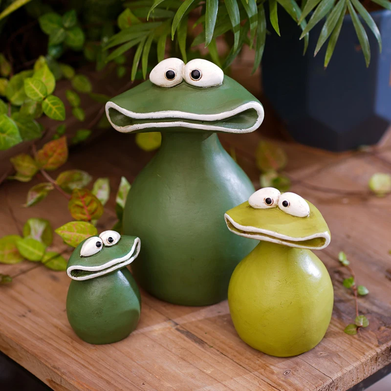 

Pastoral Big Mouth Frog Ornament Garden Courtyard Micro Landscape Decoration Funny Resin Frog Crafts Cartoon Cute Desktop Decor