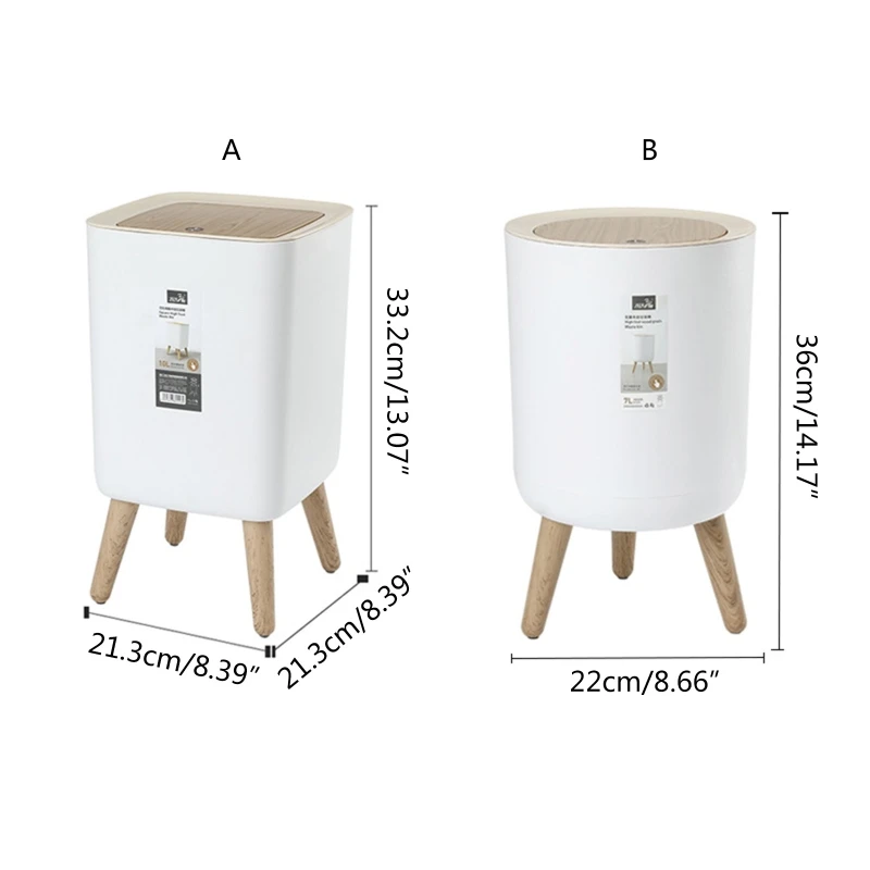 for Creative Dustbin High Foot with Lid Large Capacity Press Type Waste Bin Garb G5AB images - 6