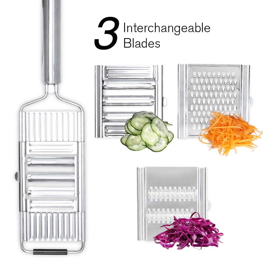 4 In 1 Shredder Cutter Stainless Steel Portable Manual Vegetable Slicer Easy Clean Grater with Handle Multi Purpose Kitchen Tool