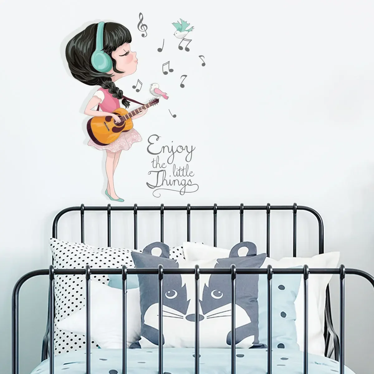 2024 креативная музыка гитара девушка наклейки на стену самоклеящиеся съемные