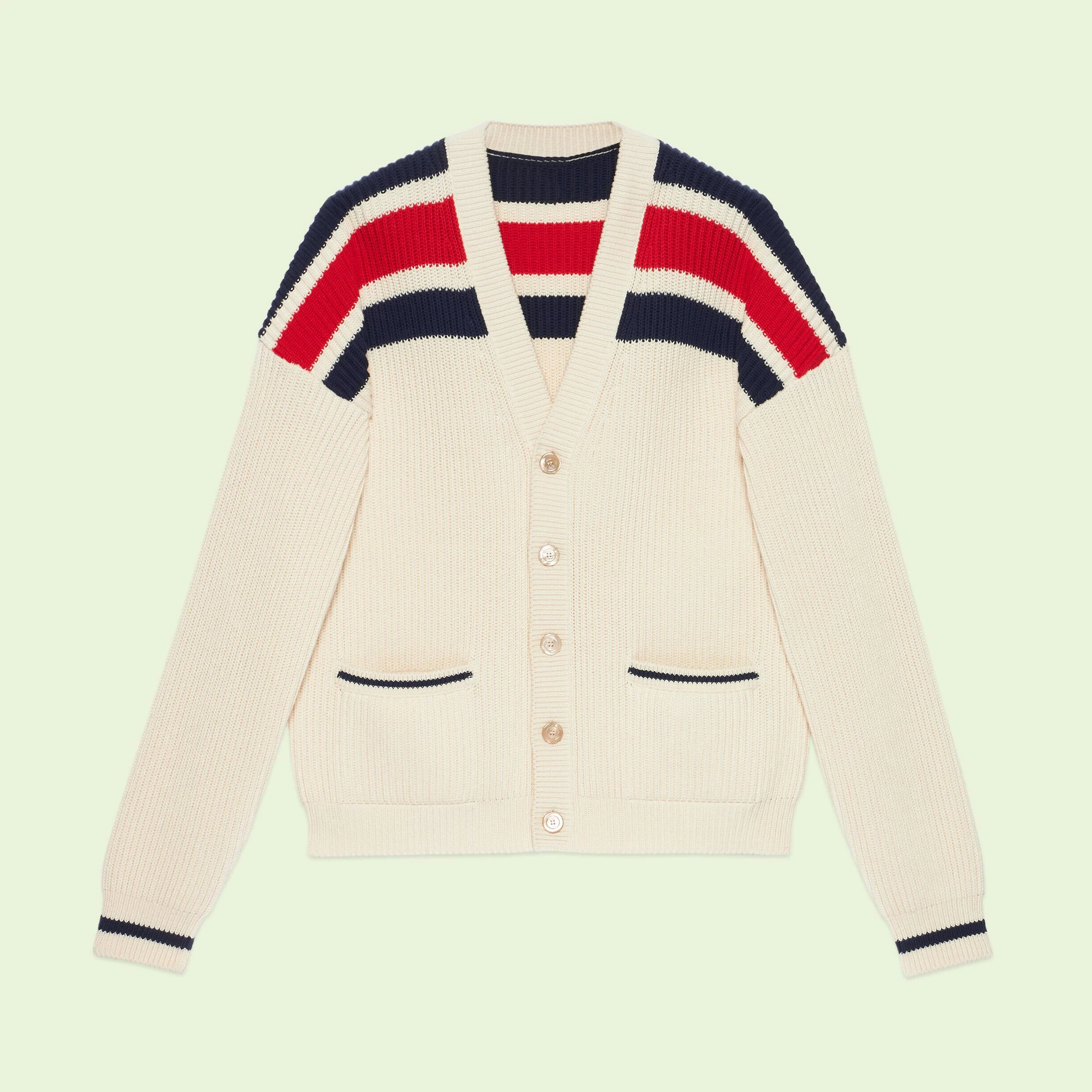 

NIGO полосатый хлопковый кардиган с V-образным вырезом свитер # nigo7143