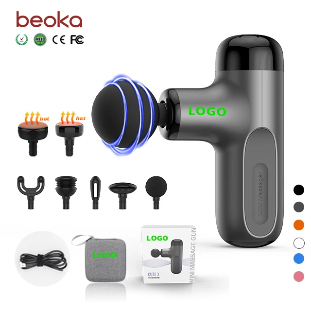 

wholesale private label high frequency portable electric impulse heating mini fascia muscle massage gun with case