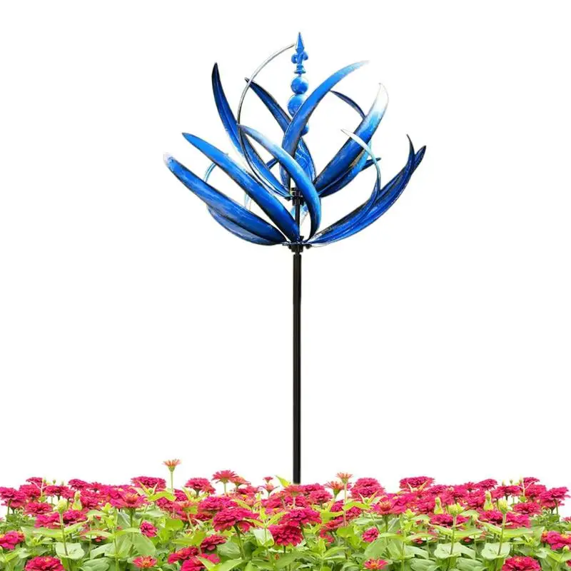

3D Wind Spinner Wrought Iron Wind Spinner For Garden Stable Support Rustic Look Outdoor Decoration For Balconies Porches Patios
