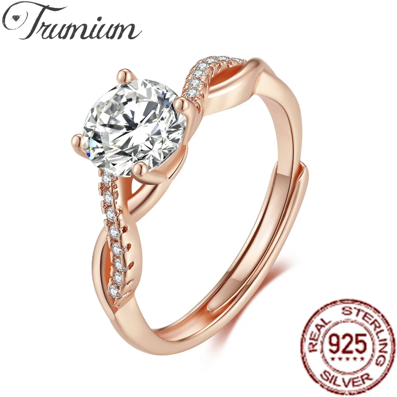 

Trumium 1ct D Color Moissanite Diamond Solitaire Ring 925 Sterling Silver Twisted Wedding Proposal Bridal Engagement Rings