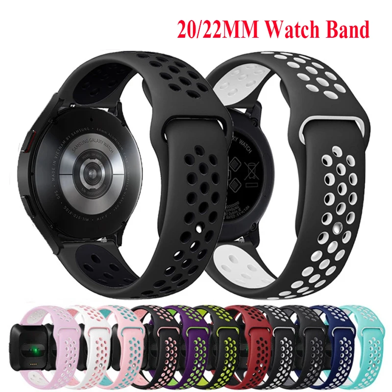 

20mm 22mm Silicone Band For Samsung Galaxy Watch 4 Strap Correa Amazfit Bip 3/GTS/2/2e/3/2 Mini GTR 2e 3 GT2 Pro Bracelet GT2E